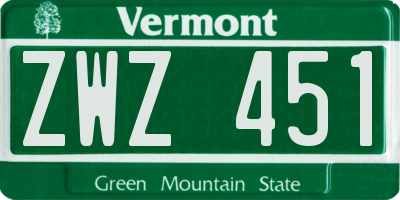 VT license plate ZWZ451