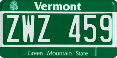 VT license plate ZWZ459