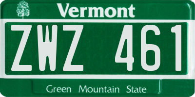 VT license plate ZWZ461