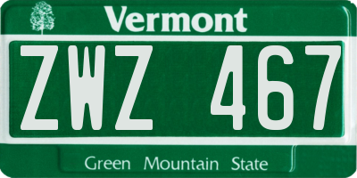 VT license plate ZWZ467