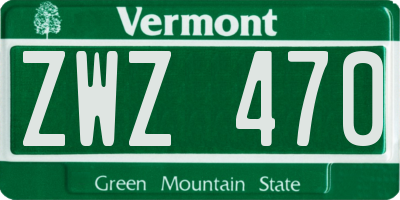 VT license plate ZWZ470