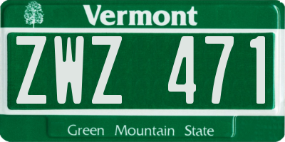 VT license plate ZWZ471