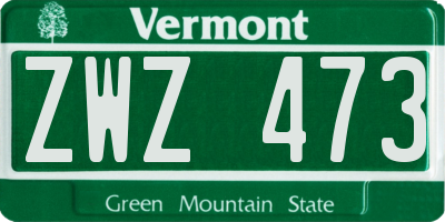 VT license plate ZWZ473