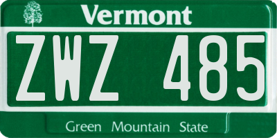 VT license plate ZWZ485