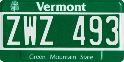 VT license plate ZWZ493