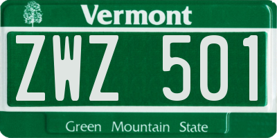 VT license plate ZWZ501