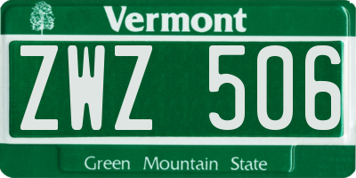 VT license plate ZWZ506