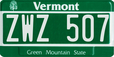 VT license plate ZWZ507