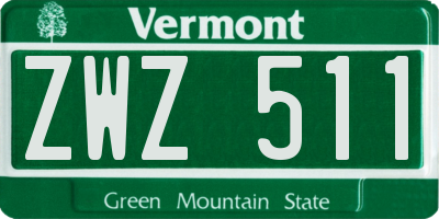 VT license plate ZWZ511