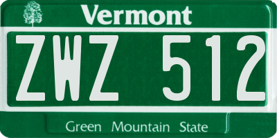 VT license plate ZWZ512
