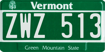 VT license plate ZWZ513