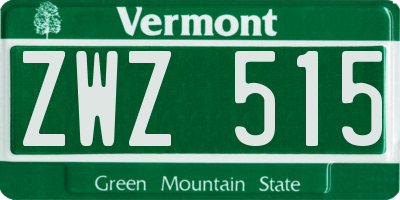 VT license plate ZWZ515