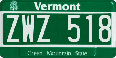 VT license plate ZWZ518