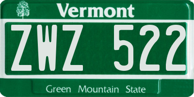 VT license plate ZWZ522