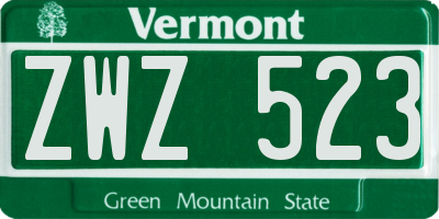VT license plate ZWZ523