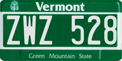 VT license plate ZWZ528