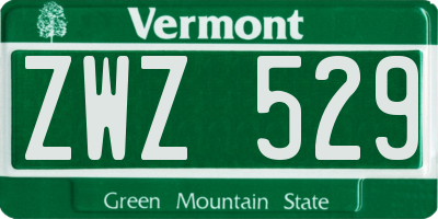 VT license plate ZWZ529