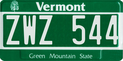 VT license plate ZWZ544