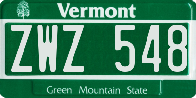 VT license plate ZWZ548