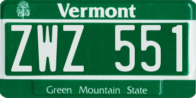 VT license plate ZWZ551
