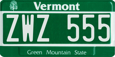 VT license plate ZWZ555