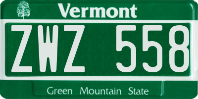 VT license plate ZWZ558