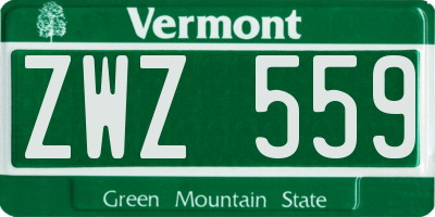 VT license plate ZWZ559