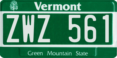 VT license plate ZWZ561