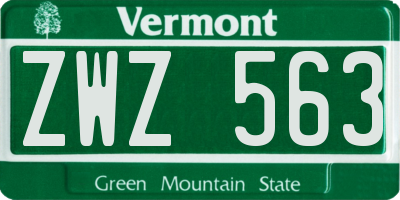 VT license plate ZWZ563