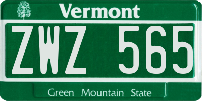 VT license plate ZWZ565
