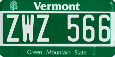 VT license plate ZWZ566