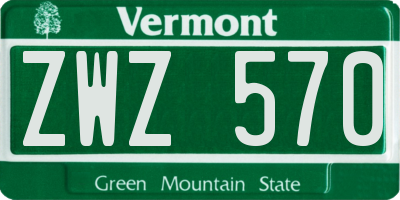 VT license plate ZWZ570