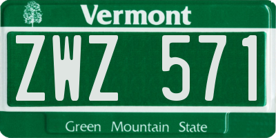 VT license plate ZWZ571