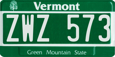 VT license plate ZWZ573