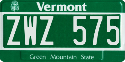 VT license plate ZWZ575