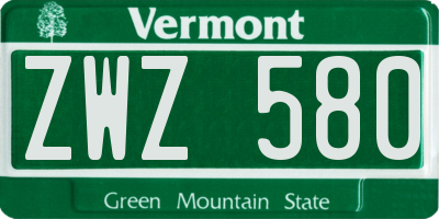 VT license plate ZWZ580