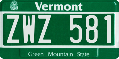 VT license plate ZWZ581