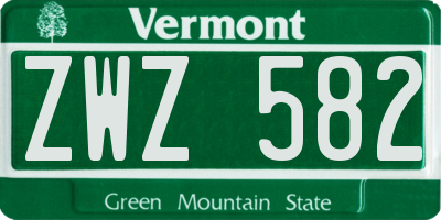 VT license plate ZWZ582