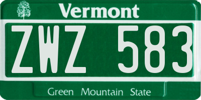 VT license plate ZWZ583