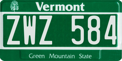 VT license plate ZWZ584