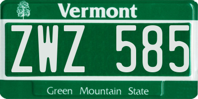 VT license plate ZWZ585