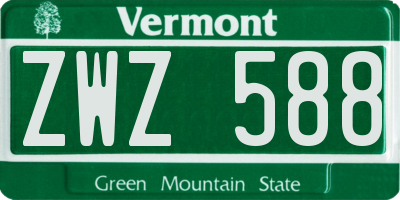 VT license plate ZWZ588