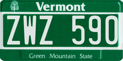 VT license plate ZWZ590