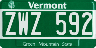 VT license plate ZWZ592