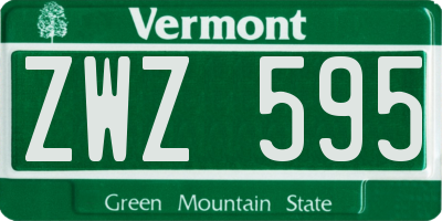VT license plate ZWZ595