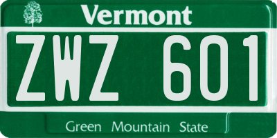 VT license plate ZWZ601