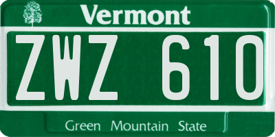 VT license plate ZWZ610