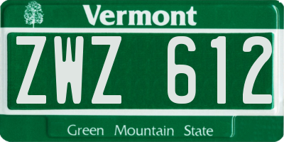 VT license plate ZWZ612