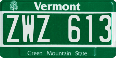 VT license plate ZWZ613