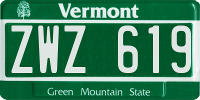 VT license plate ZWZ619